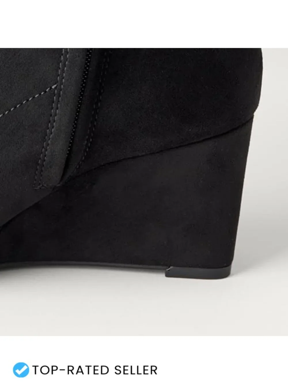 Women's Wedge Ankle Boots Pointed Toe Faux Suede Side Zip